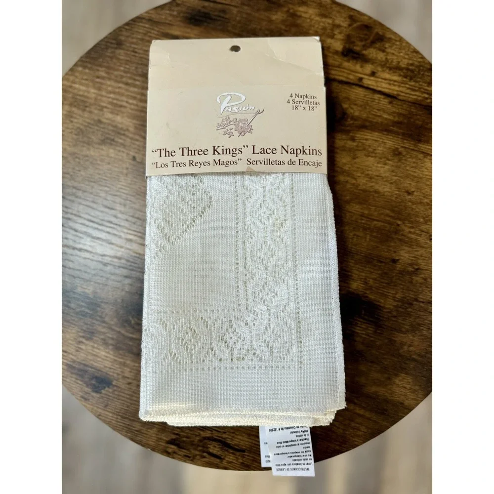 NWT Vintage Kmart The Three Kings Lace Napkins Set-4  ‎  18